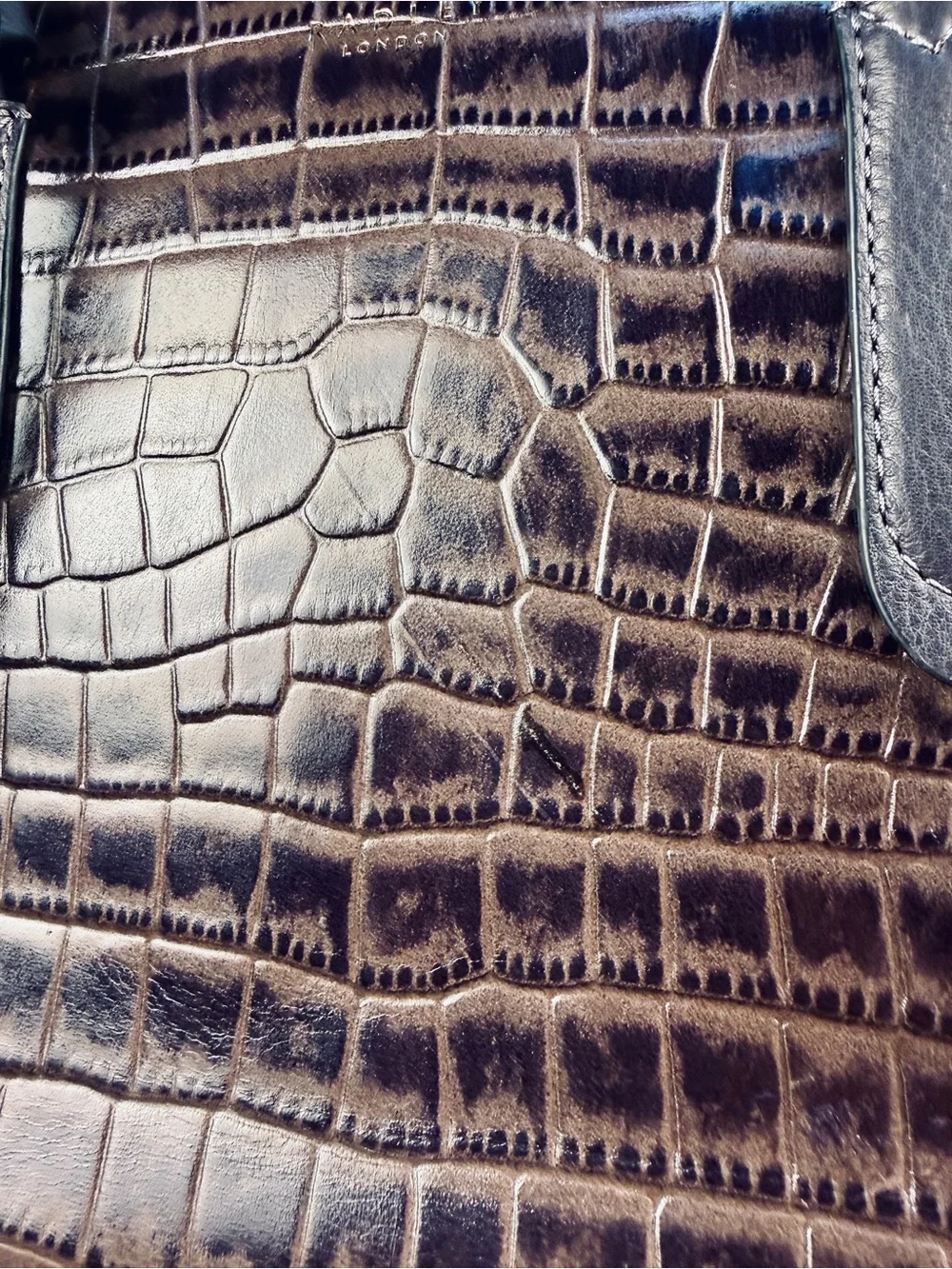Radley London Liverpool Street Croc Embossed Leather Satchel EUC